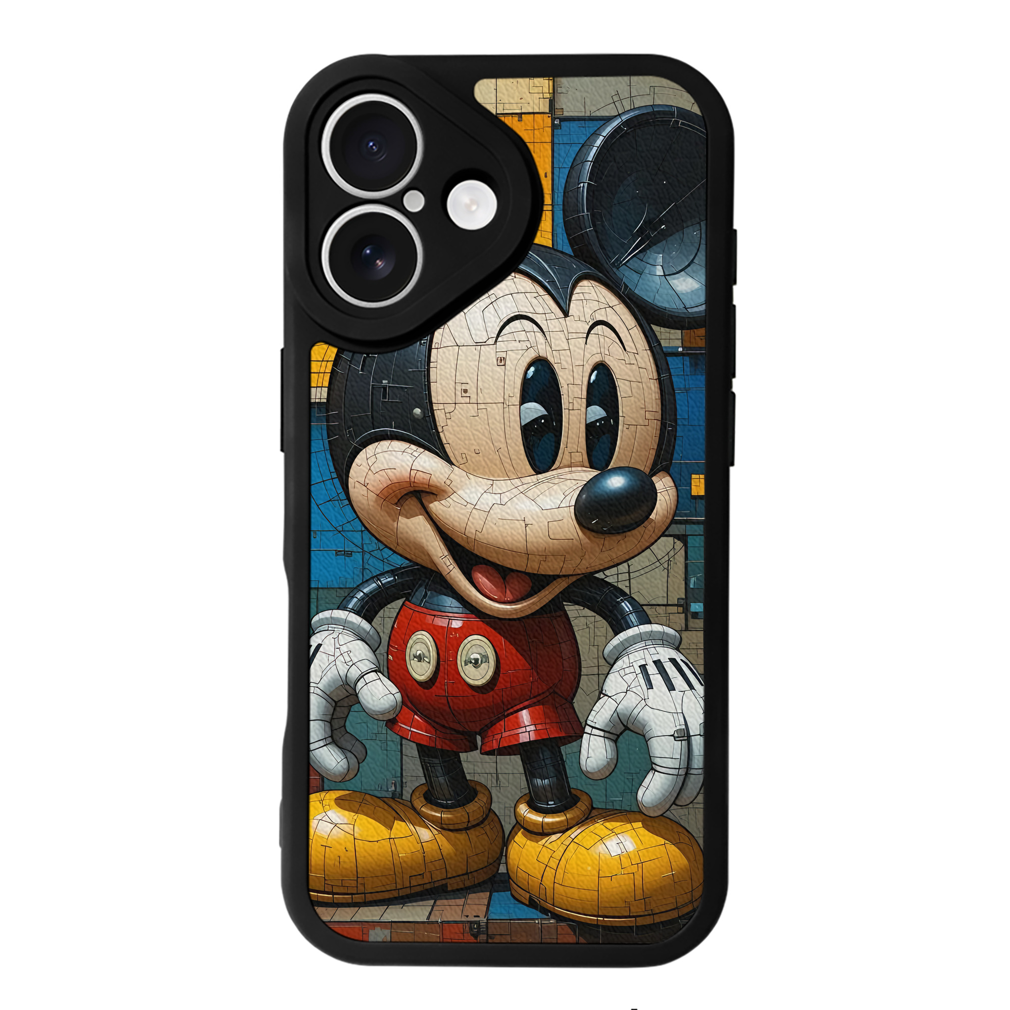 （画像用） ミッキーマウス Mickey Mouse 【iPhone 16シリーズ対応】シリコンスマホケース（レザー調） 材質：シリコン